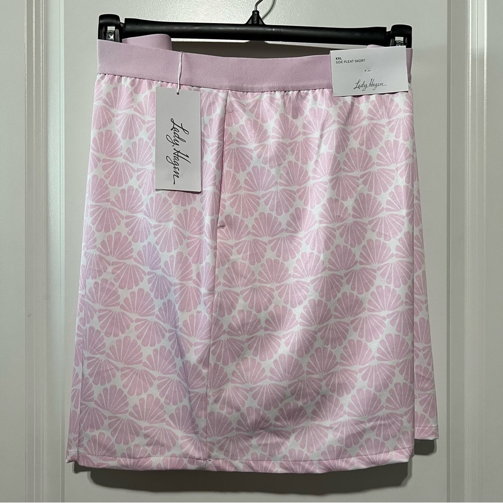 Walter Hagen Women's 16” Side Pleat Golf Skort, Pink Seashells